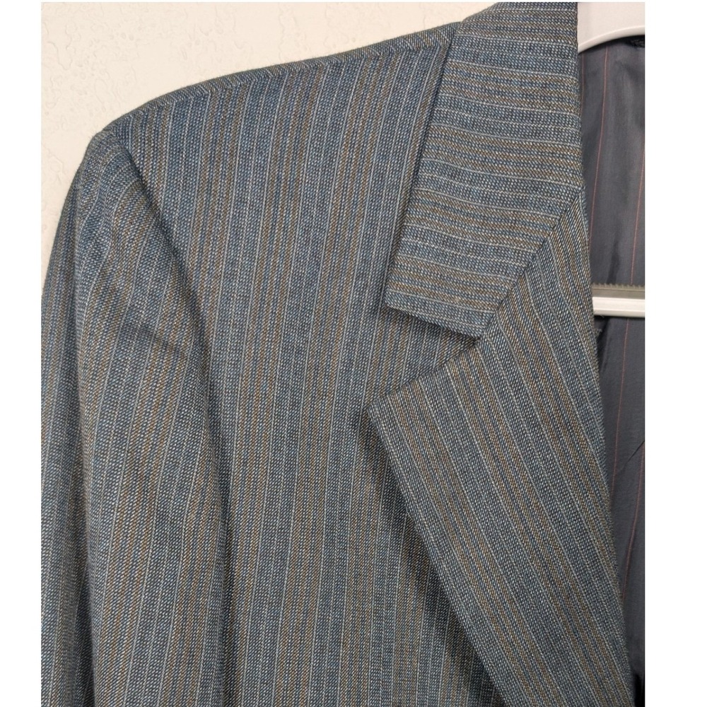 Vintage 1950s Ventura Mens Pinstripe Suit Jacket Blazer 2‎ Button Gray Grandpa